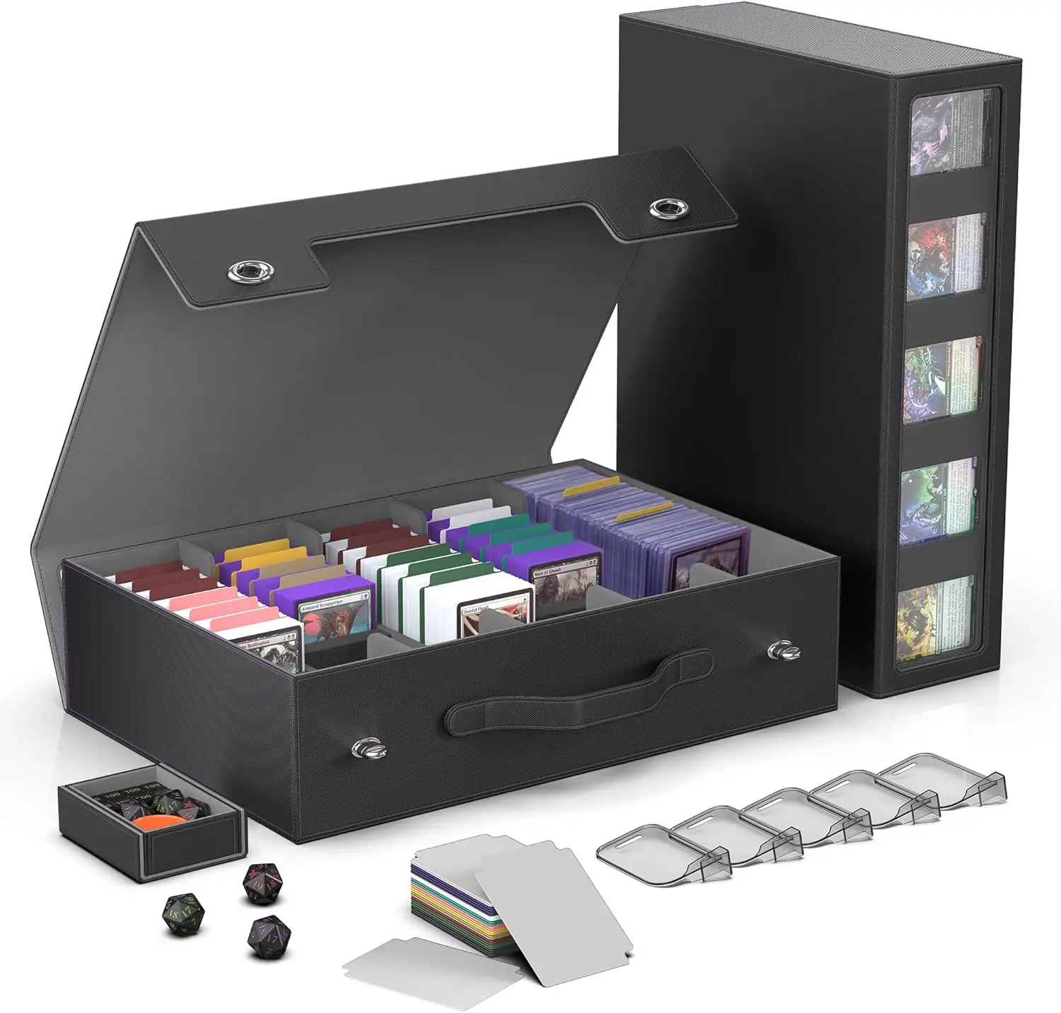 MTG Card Storage Box with Handle & Mechanical Latch, 5-Row 3900+ Commander Trading Card Case with Display Window, Top Loaders
MTG Card Storage Box with Handle & Mechanical Latch, 5-Row 3900+ Commander Trading Card Case with Display Window, Top Loaders