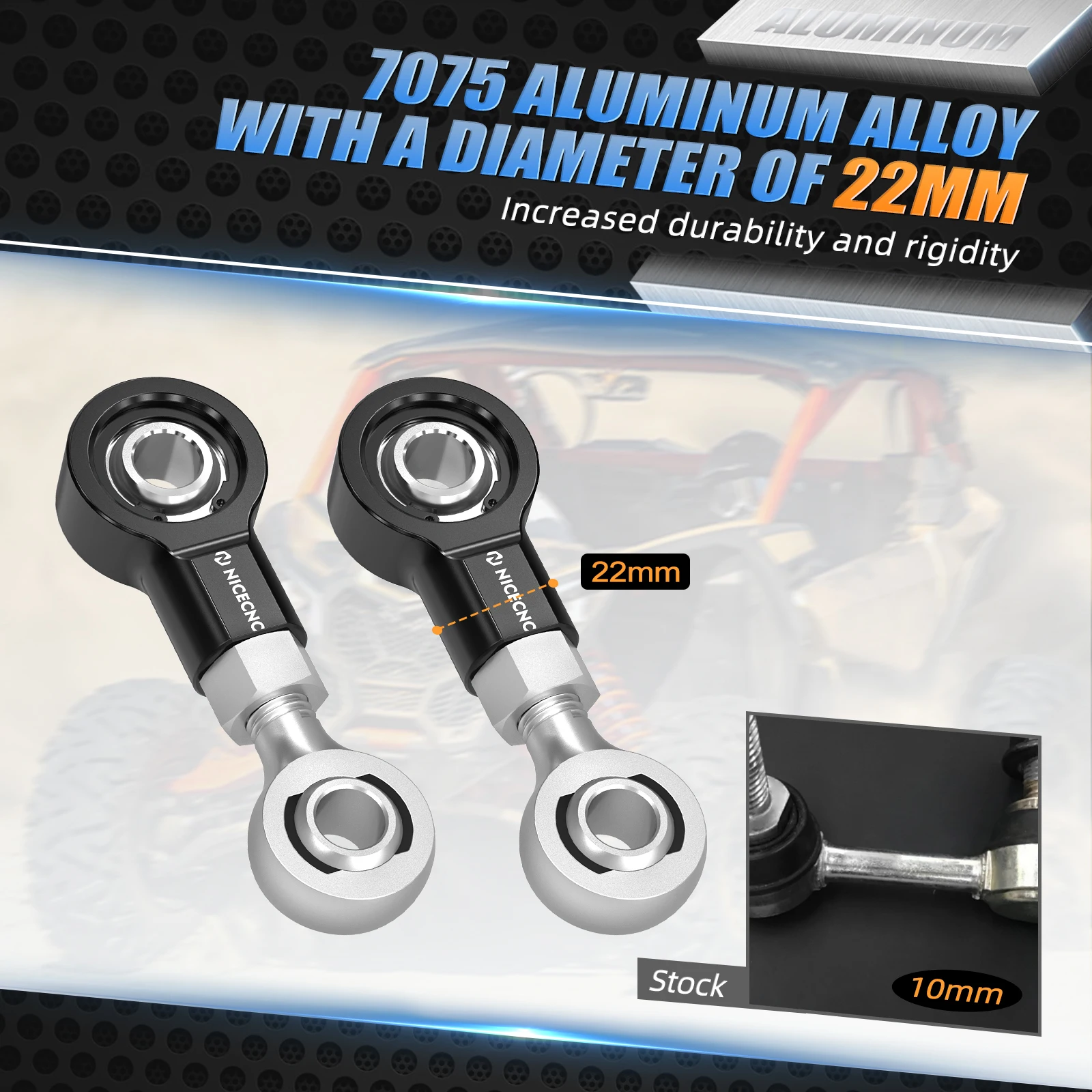 M12 UTV X3 Front Sway Bar Stabilizer End Link Kit For Can-Am Maverick X3 2019-2023 7075 Aluminum 706203612 706203611
M12 UTV X3 Front Sway Bar Stabilizer End Link Kit For Can-Am Maverick X3 2019-2023 7075 Aluminum 706203612 706203611