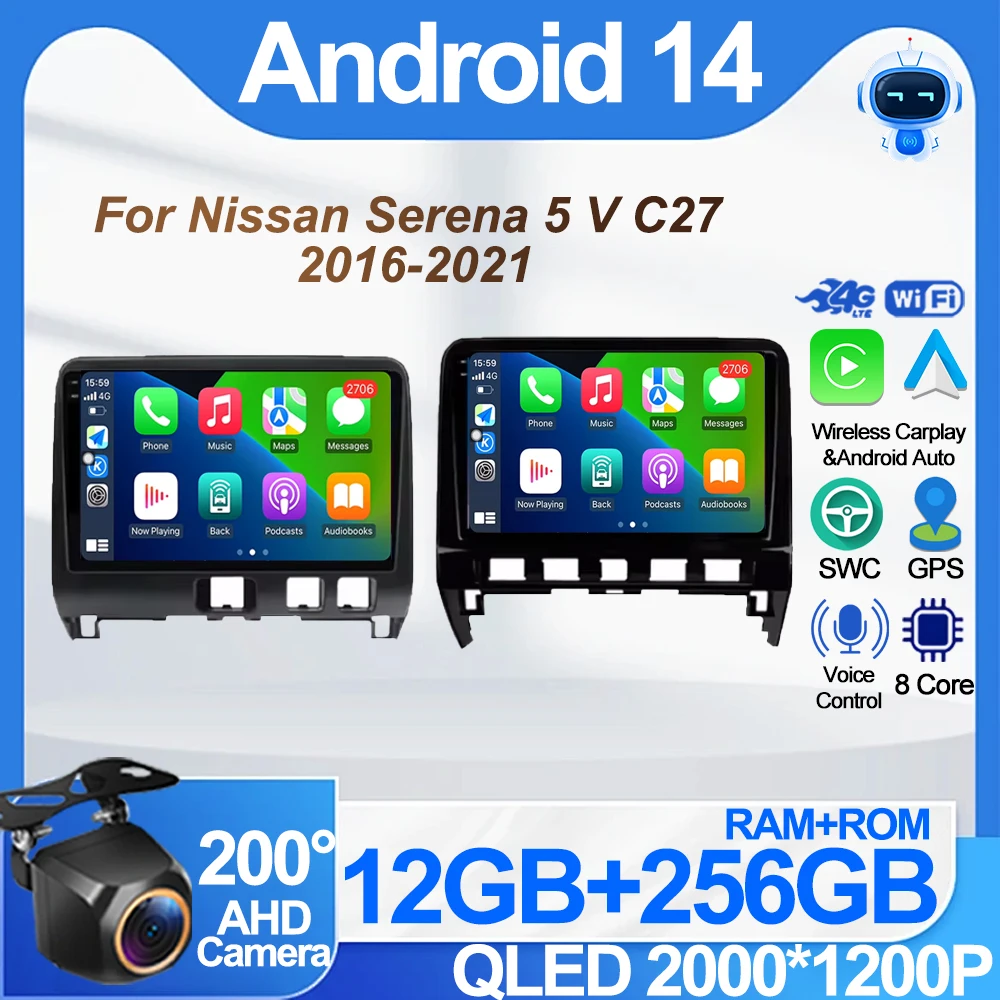 Andriod 14 Car Radio Stereo for Nissan Serena 5 V C27 2016 - 2021 Navigation Carplay QLED GPS 4G WIFI Multimedia 2 Din Stereo BT
Andriod 14 Car Radio Stereo for Nissan Serena 5 V C27 2016 - 2021 Navigation Carplay QLED GPS 4G WIFI Multimedia 2 Din Stereo BT