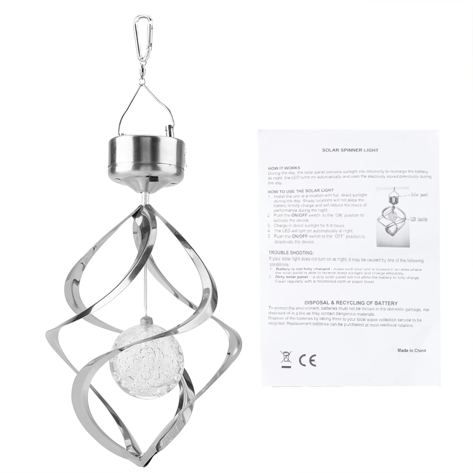 Solar Powered LED Wind Chime Light Colorful Hanging Spinner Lamp for Home Garden Decor
Solar Powered LED Wind Chime Light Colorful Hanging Spinner Lamp for Home Garden Decor