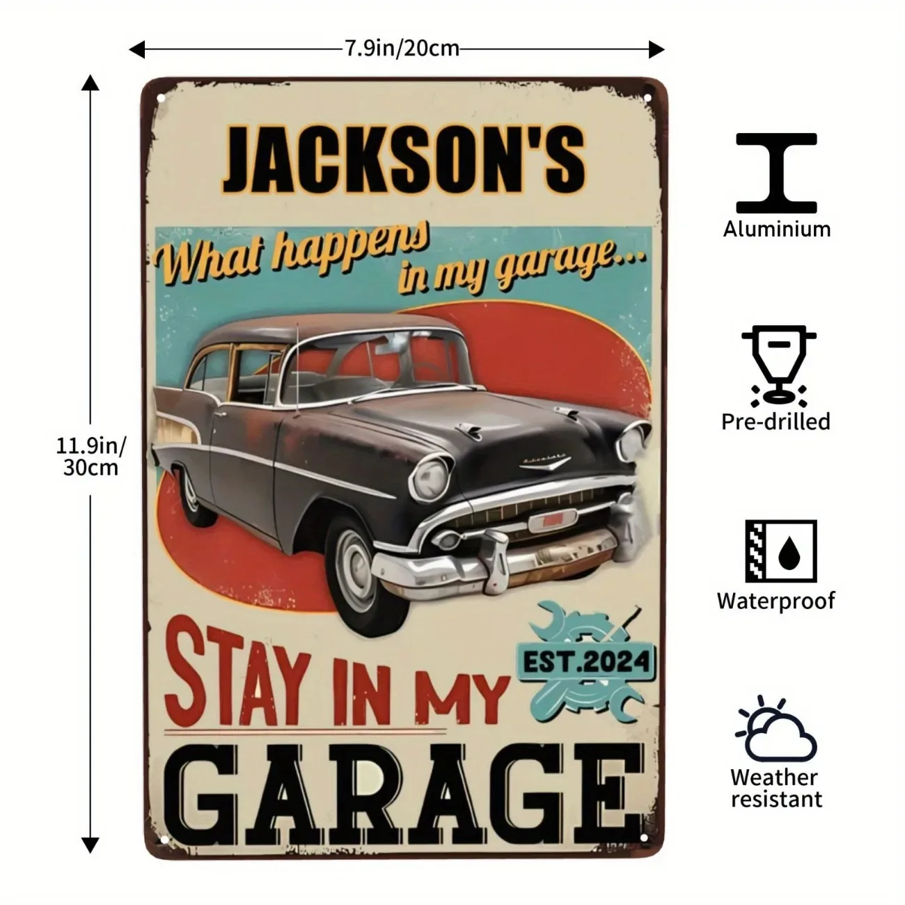 Customizable Personalized Custom Name Garage Metal Sign Decor for Auto Shop Man Cave Home Workshop Wall Art
Customizable Personalized Custom Name Garage Metal Sign Decor for Auto Shop Man Cave Home Workshop Wall Art