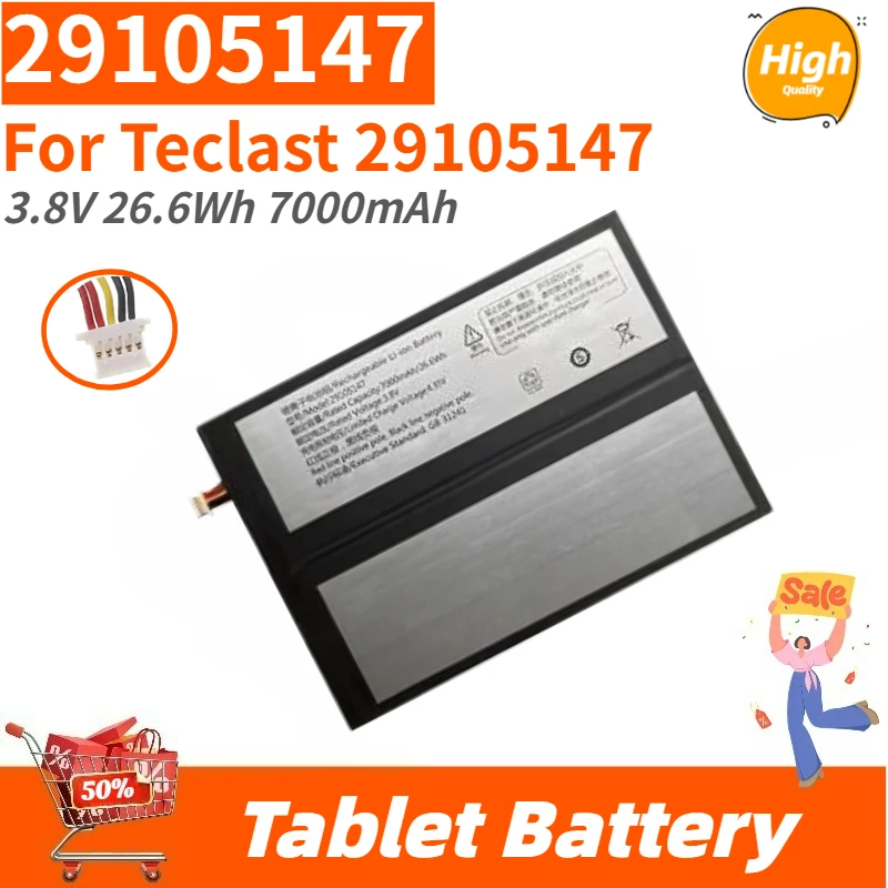 High Quality Replacement 29105147 Tablet Battery 3.8V 26.6Wh 7000mAh for Teclast 29105147 Brand New
High Quality Replacement 29105147 Tablet Battery 3.8V 26.6Wh 7000mAh for Teclast 29105147 Brand New