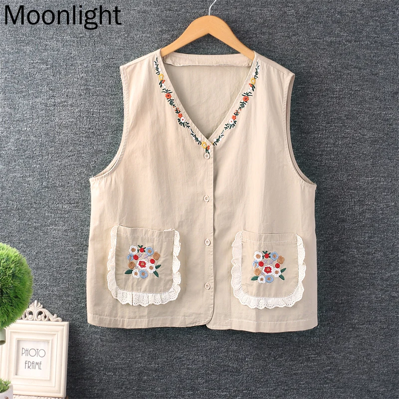 Autumn New Sweet Flower Embroidered Sleeveless Vests Tops Women Japan Style Mori Girl Sweet Cotton Linen V-Neck Sleeveless Vest
Autumn New Sweet Flower Embroidered Sleeveless Vests Tops Women Japan Style Mori Girl Sweet Cotton Linen V-Neck Sleeveless Vest
