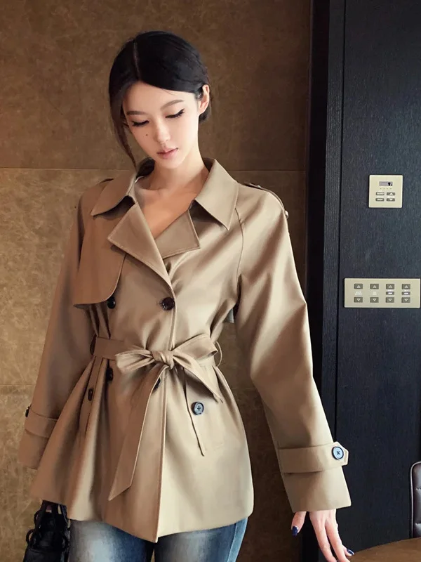 Slimming Double-Breasted Autumn Coat Korean Style Women's Windbreaker Waist-Cinching Notch Collar Long Sleeve Midi Coat
Slimming Double-Breasted Autumn Coat Korean Style Women's Windbreaker Waist-Cinching Notch Collar Long Sleeve Midi Coat
