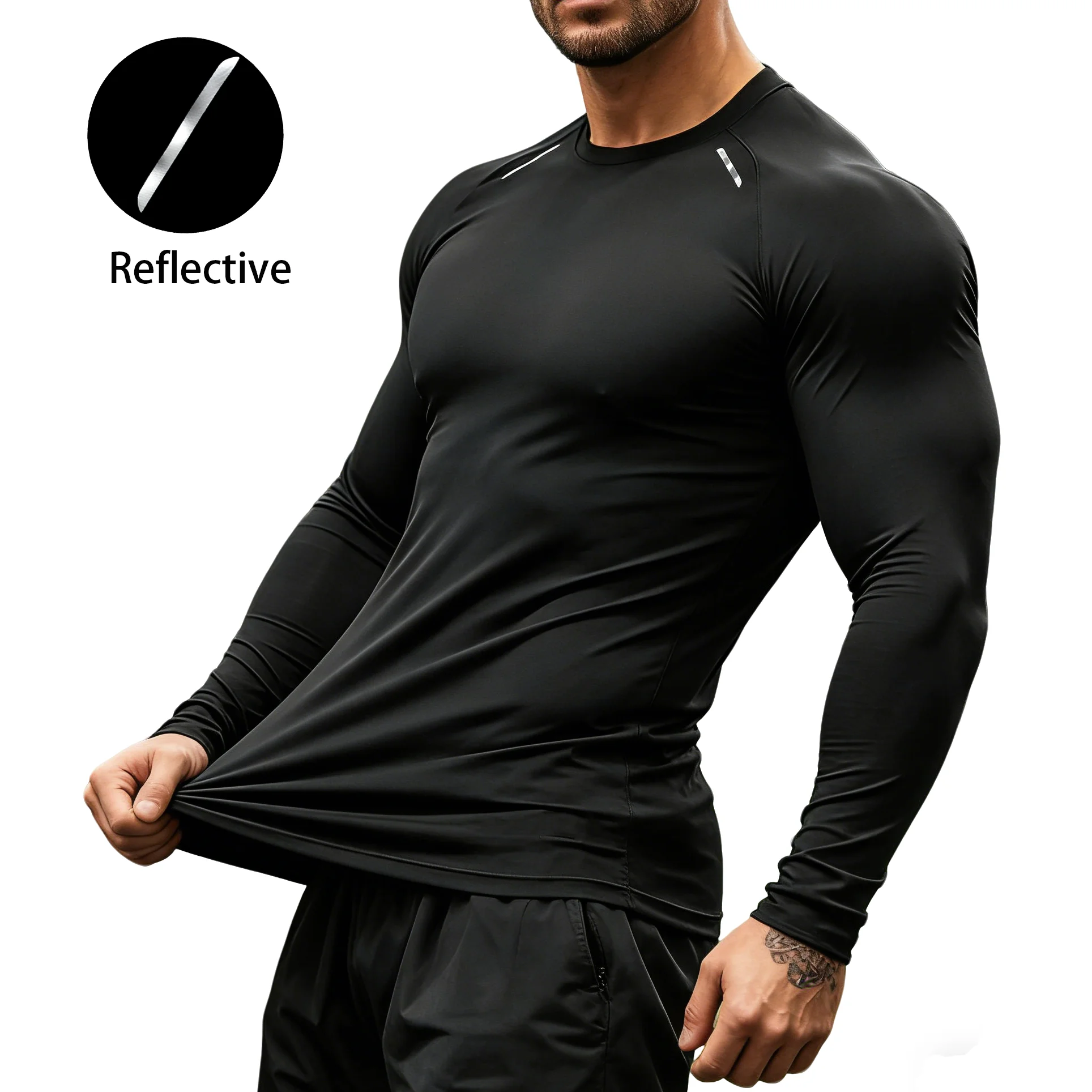 Men's Compression Long Sleeve Quick Dry T-Shirt Rashguard Reflective Stripe Gym Athletic Running Breathable Training Top
Men's Compression Long Sleeve Quick Dry T-Shirt Rashguard Reflective Stripe Gym Athletic Running Breathable Training Top