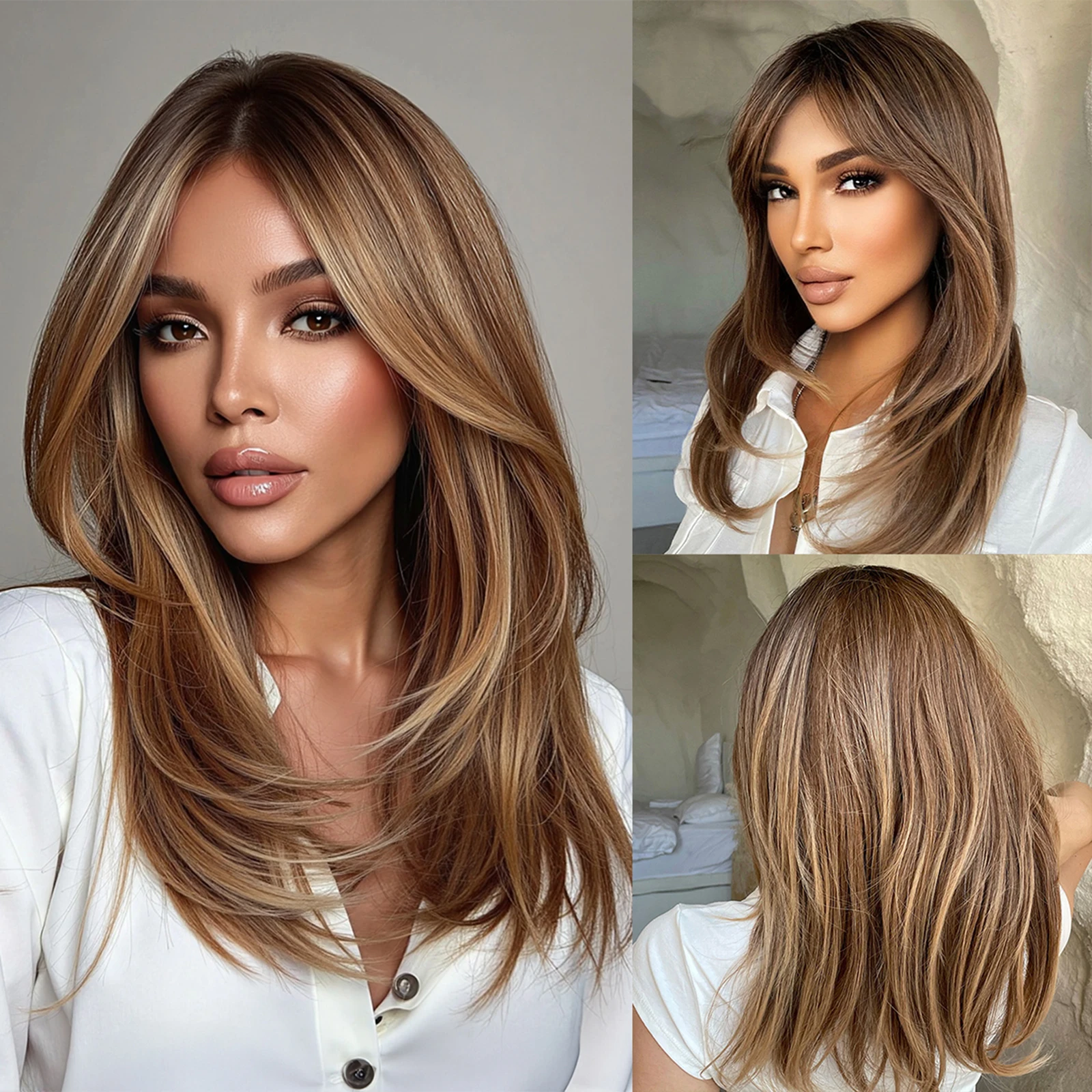 HENRY MARGU Коричневые модные синтетические парики Средние прямые парики с челкой Ежедневные накладные волосы Парики из высокотемпературного волокна для женщин
HENRY MARGU Коричневые модные синтетические парики Средние прямые парики с челкой Ежедневные накладные волосы Парики из высокотемпературного волокна для женщин