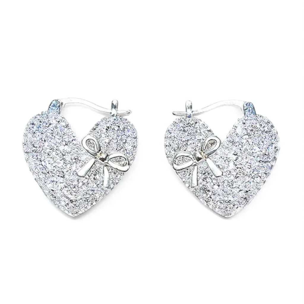 Crystal Heart Bow Hoop Earrings For Women Romantic Fashion Jewelry Lightweight Secure Closure
Crystal Heart Bow Hoop Earrings For Women Romantic Fashion Jewelry Lightweight Secure Closure