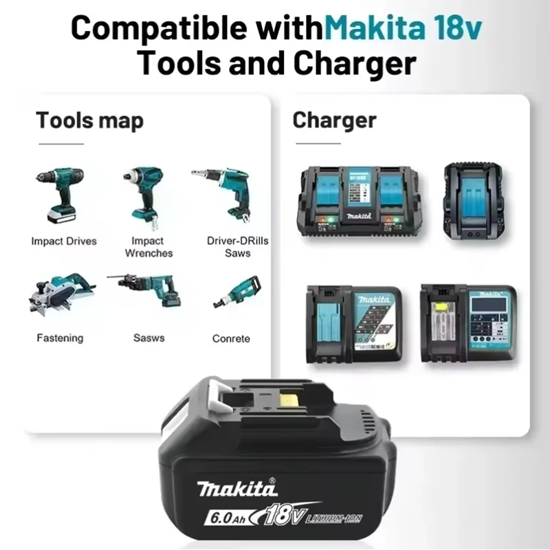 Оригинальный аккумулятор для электроинструмента Makita, сменный светодиодный литий-ионный аккумулятор, 18 В 6,0 Ач LXT BL1860B BL1860BL1850 BL1830
Оригинальный аккумулятор для электроинструмента Makita, сменный светодиодный литий-ионный аккумулятор, 18 В 6,0 Ач LXT BL1860B BL1860BL1850 BL1830