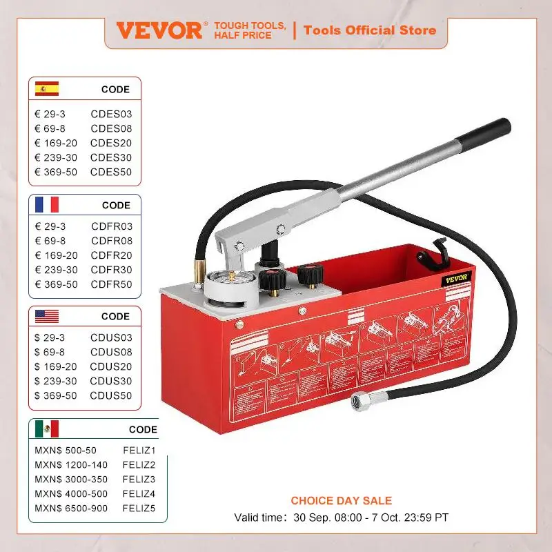 VEVOR Гидростатический испытательный насос 60 бар/860 фунтов на кв. дюйм 3,2 галлонов бак гидравлический ручной Тестер давления воды комплект тестирование давления
VEVOR Гидростатический испытательный насос 60 бар/860 фунтов на кв. дюйм 3,2 галлонов бак гидравлический ручной Тестер давления воды комплект тестирование давления