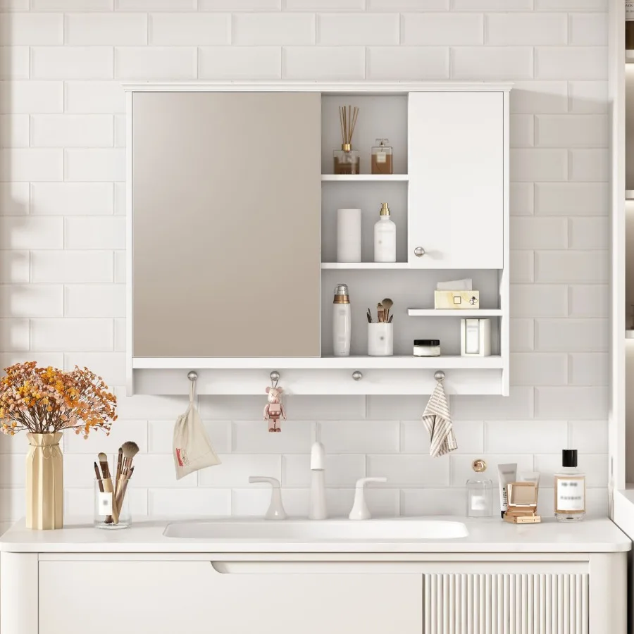 36 Inch Wall Mounted Medicine Cabinet Bathroom Storage Cabinet with Mirror Door and Adjustabl Shelf Mirror Cabinet for Bathroom
36 Inch Wall Mounted Medicine Cabinet Bathroom Storage Cabinet with Mirror Door and Adjustabl Shelf Mirror Cabinet for Bathroom
