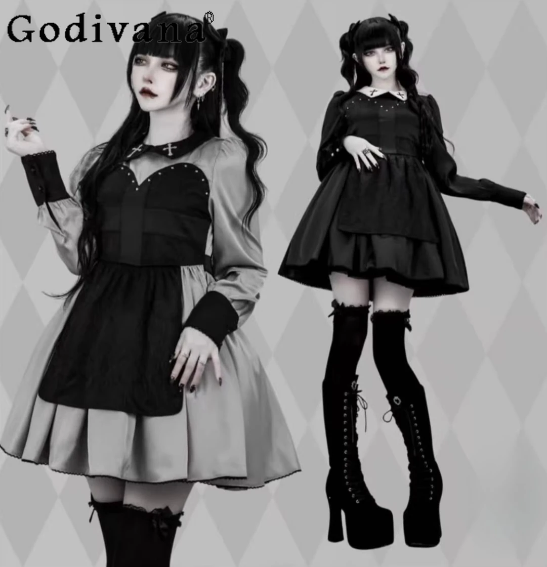 Subculture Gothic Dark Long Sleeve Dress Spring New 2026 Girl's Sweet Cool High Waist Slim Short Dress Harajuku Aesthetic Dress
Subculture Gothic Dark Long Sleeve Dress Spring New 2026 Girl's Sweet Cool High Waist Slim Short Dress Harajuku Aesthetic Dress