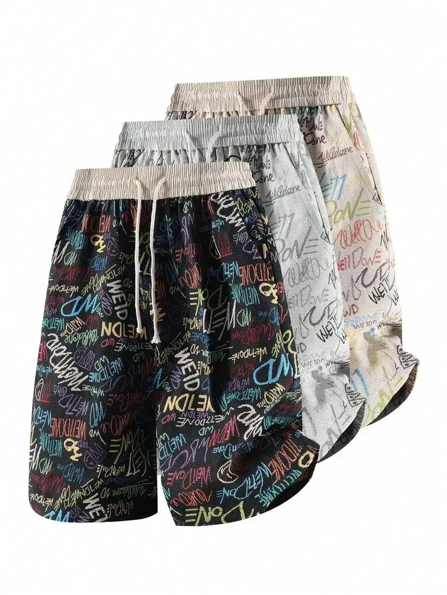 Mens Graffiti Letter Print Relaxed Fit Elastic Drawstring Waist Casual Shorts Summer Streetwear
Mens Graffiti Letter Print Relaxed Fit Elastic Drawstring Waist Casual Shorts Summer Streetwear