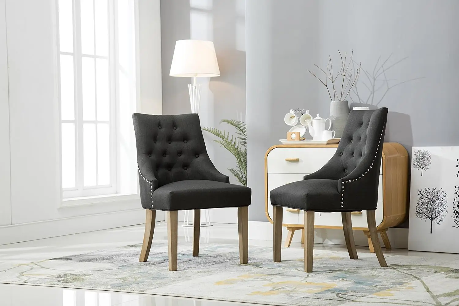 C169CC Button Tufted Solid Wood Wingback Hostess Chairs with Nail Heads, Set of 2, Charcoal outdoor sofa furniture
C169CC Button Tufted Solid Wood Wingback Hostess Chairs with Nail Heads, Set of 2, Charcoal outdoor sofa furniture