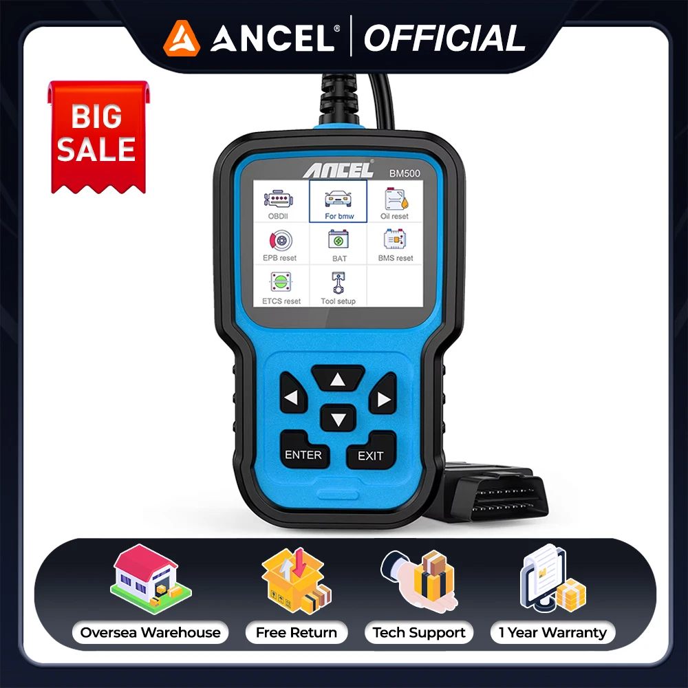 Ancel BM500 OBD2 Code Reader Scanner Professional ODB2 Full System Enhanced DPF BMS EPB TPMS Reset OBD 2 Automotive Scanner
Ancel BM500 OBD2 Code Reader Scanner Professional ODB2 Full System Enhanced DPF BMS EPB TPMS Reset OBD 2 Automotive Scanner