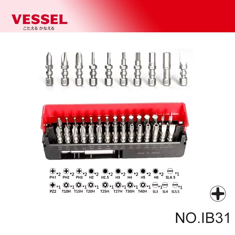 VESSEL IB31 Screwdriver Set 31Pcs Impact Ball Torsion Bit with Magnetic Extension Bit in Slide Case Hand Tools screw driver set
VESSEL IB31 Screwdriver Set 31Pcs Impact Ball Torsion Bit with Magnetic Extension Bit in Slide Case Hand Tools screw driver set