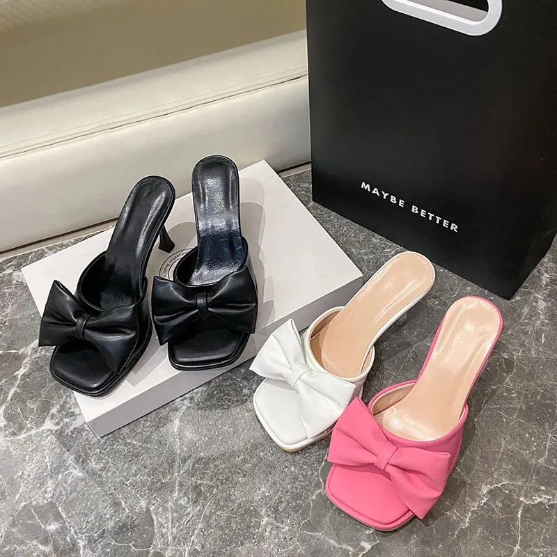 One Character Slim Heel Slippers Women Spring Summer 2025, Princess Style Butterfly Bow High Heels, Cool Slippers in Large Size
One Character Slim Heel Slippers Women Spring Summer 2025, Princess Style Butterfly Bow High Heels, Cool Slippers in Large Size