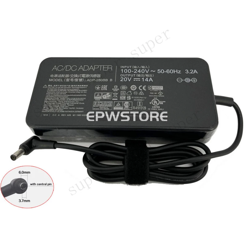 S+ 20V 14A 280W AC Adapter Charger For ASUS ROG Strix G16 G614PR-RV016W Power Cord
S+ 20V 14A 280W AC Adapter Charger For ASUS ROG Strix G16 G614PR-RV016W Power Cord