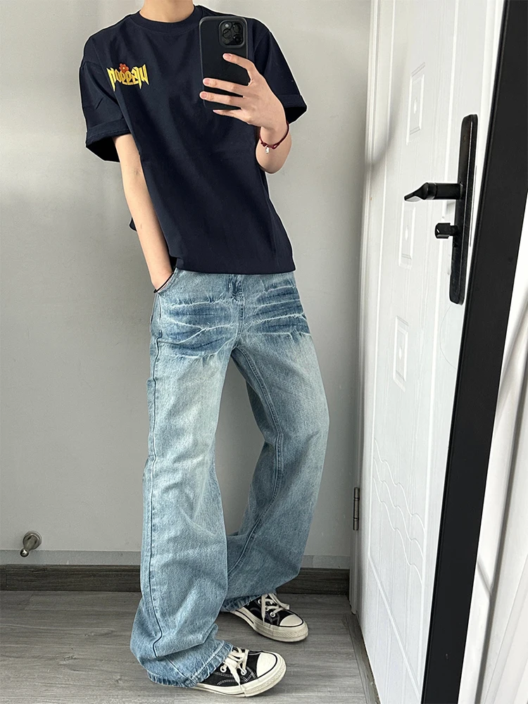 Light Blue Lightning Pattern Flared Jeans Men's Straight Leg Retro American Style Spring Autumn High Waist Loose Fit Jeans
Light Blue Lightning Pattern Flared Jeans Men's Straight Leg Retro American Style Spring Autumn High Waist Loose Fit Jeans