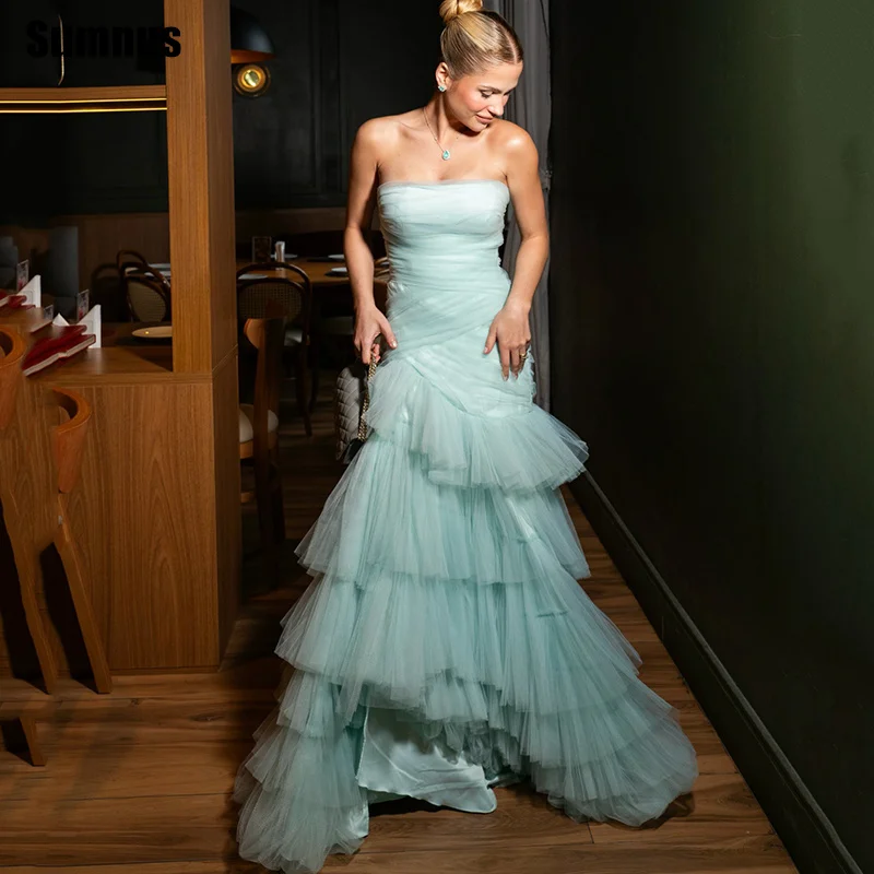 Sumnus Elegant Mermaid Evening Dresses Mint Green Strapless Tiered Maxi Prom Dress Layered Ruffled Birthday Dress Customized
Sumnus Elegant Mermaid Evening Dresses Mint Green Strapless Tiered Maxi Prom Dress Layered Ruffled Birthday Dress Customized