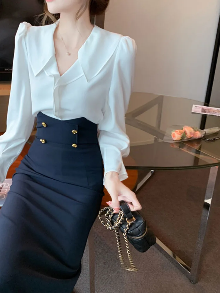 Women's Skirt 2 Piece Set Spring Autumn Lantern Sleeve Blouse Women Fashion Midi Office Ladies Skirts Suit
Women's Skirt 2 Piece Set Spring Autumn Lantern Sleeve Blouse Women Fashion Midi Office Ladies Skirts Suit