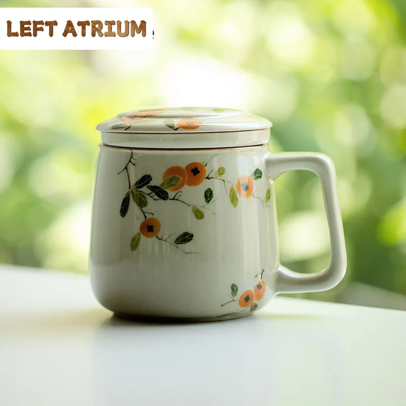 255ml Pure Hand-painted Persimmon Bubble Cup Ceramic Mug with Hanlde Office Light Luxury Water Separation with Handle and Cover
255ml Pure Hand-painted Persimmon Bubble Cup Ceramic Mug with Hanlde Office Light Luxury Water Separation with Handle and Cover