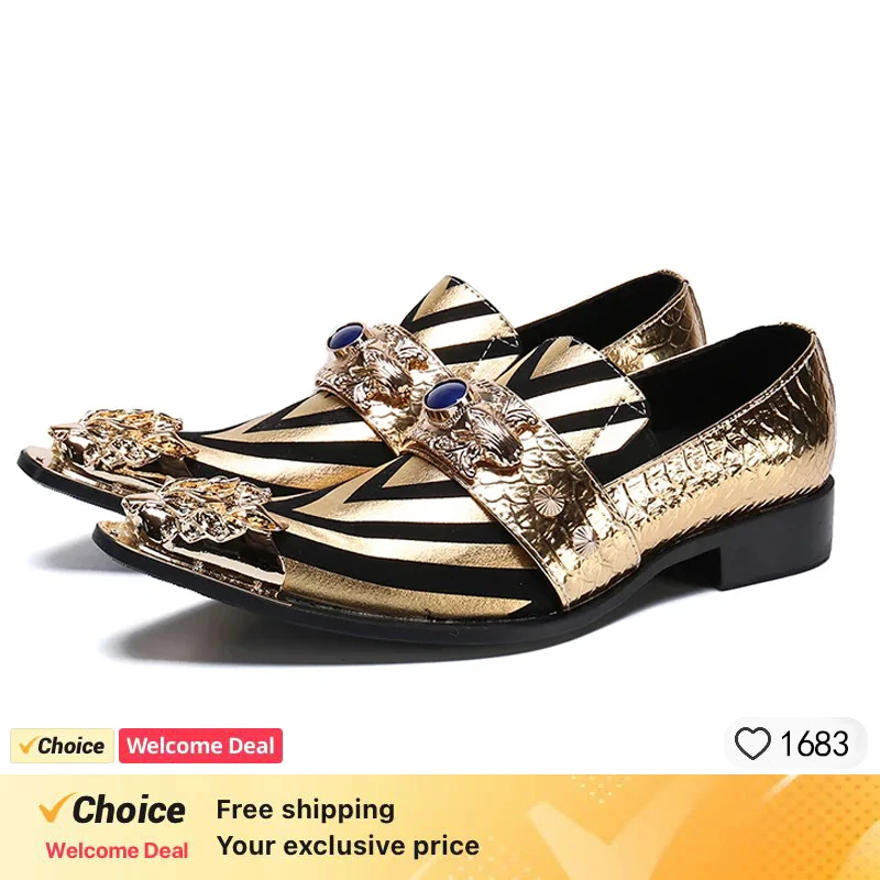 Luxury men's Oxford shoes, gold snake skin printed men's party shoes, fashionable pointed designer handmade leather shoes
Luxury men's Oxford shoes, gold snake skin printed men's party shoes, fashionable pointed designer handmade leather shoes