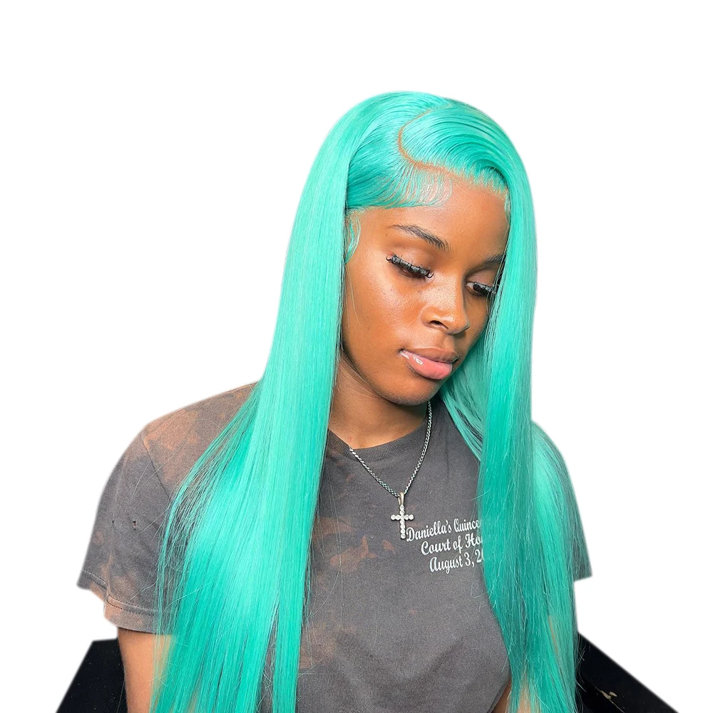 Light Blue 13x4 Lace Front Human Hair Wig Straight Brazilian Pre Plucked Cyan Green 13x6 Lace Frontal Wigs For Women
Light Blue 13x4 Lace Front Human Hair Wig Straight Brazilian Pre Plucked Cyan Green 13x6 Lace Frontal Wigs For Women