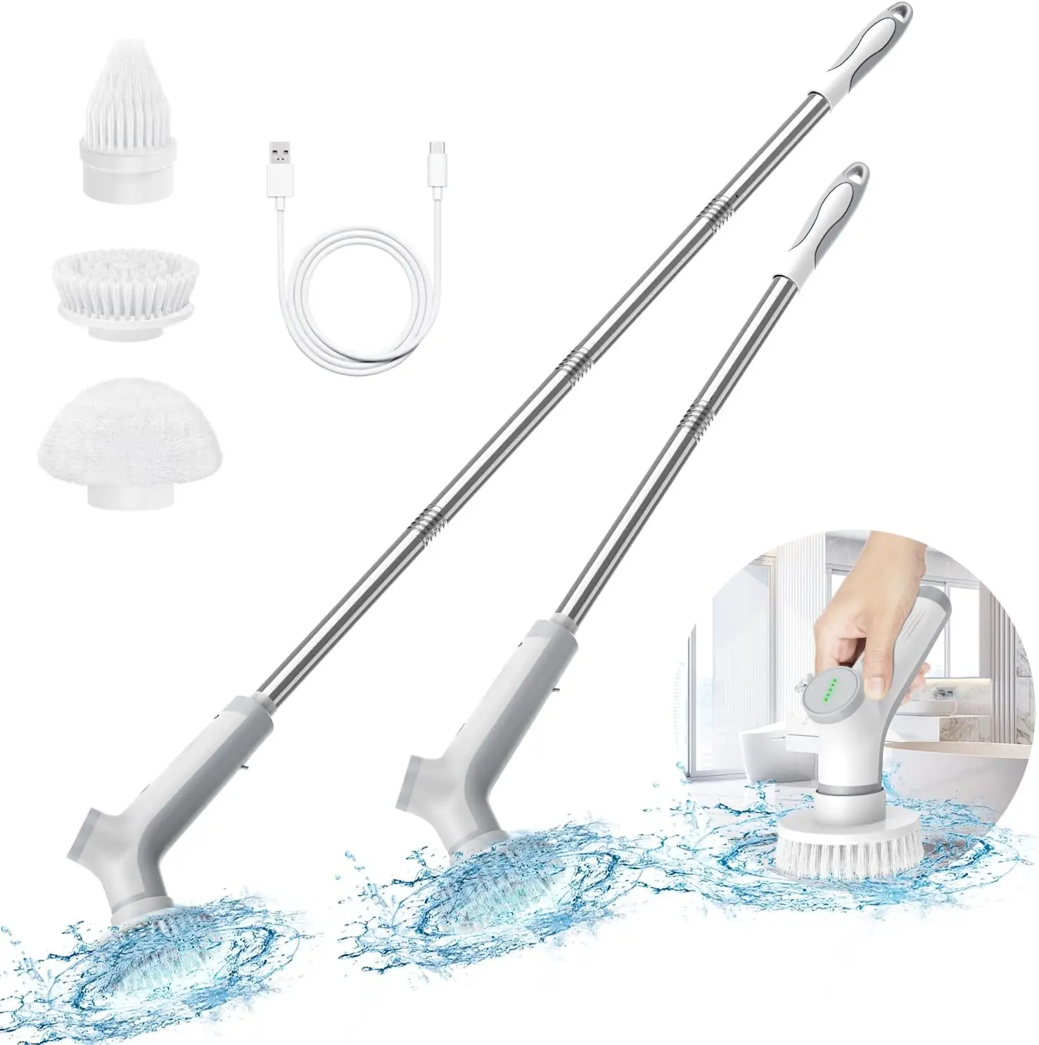 Электрическая щетка-скруббер, беспроводная чистящая щетка с 3 регулируемыми углами наклона, 2 скоростями, 3 сменными насадками, электрическая чистка
Электрическая щетка-скруббер, беспроводная чистящая щетка с 3 регулируемыми углами наклона, 2 скоростями, 3 сменными насадками, электрическая чистка