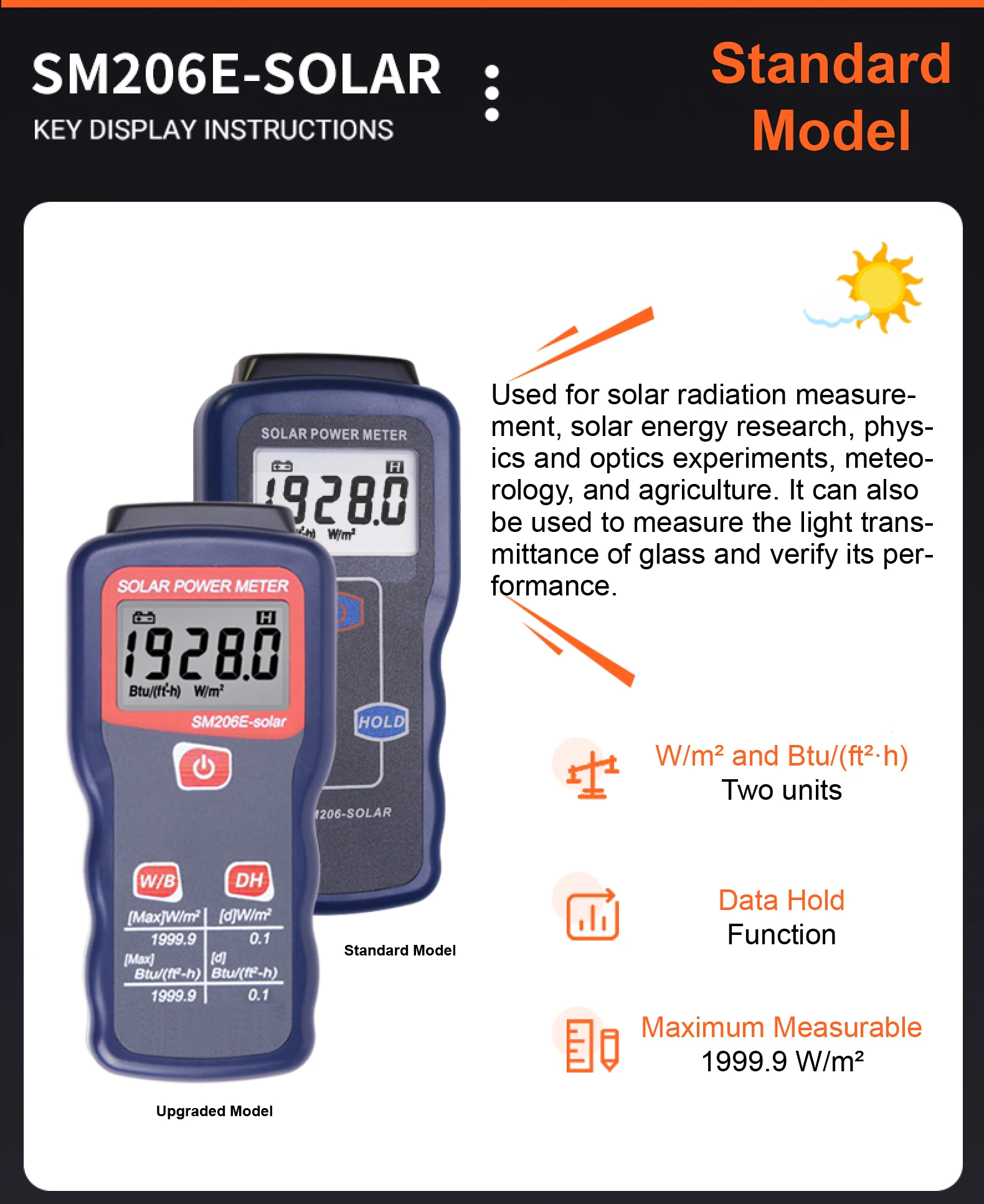 UV IR Light Meter PV Photovoltaic Tester W/m² Btu Handheld Solar Power Meter Solar Radiation & Irradiance Meter
UV IR Light Meter PV Photovoltaic Tester W/m² Btu Handheld Solar Power Meter Solar Radiation & Irradiance Meter