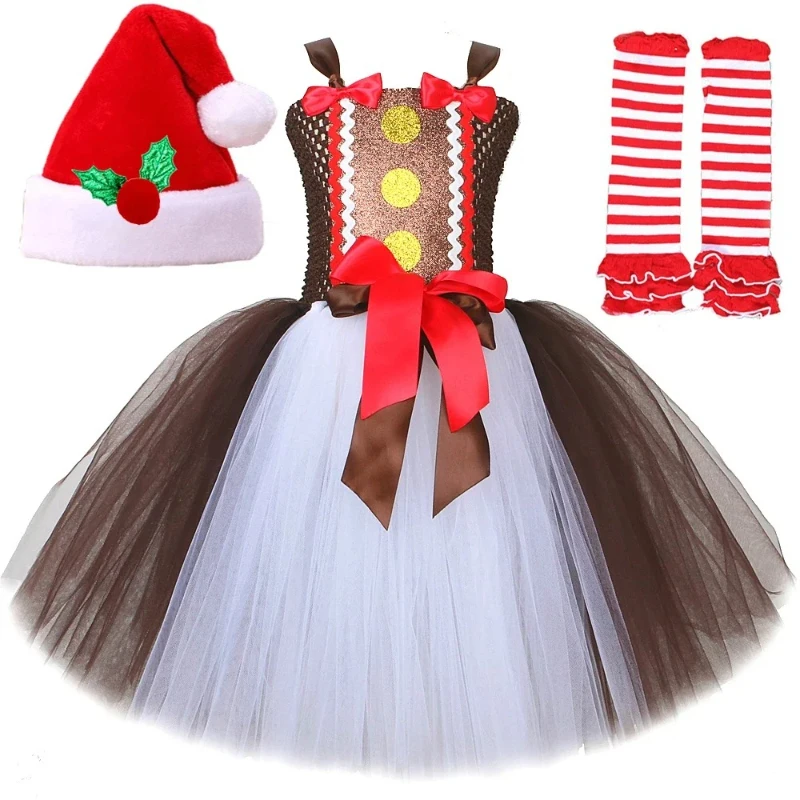 Gingerbread Man Costumes for Girls Christmas Tutu Dress with Hat Socks Kids New Year Princess Outfit Child Xmas Carnival Clothes
Gingerbread Man Costumes for Girls Christmas Tutu Dress with Hat Socks Kids New Year Princess Outfit Child Xmas Carnival Clothes