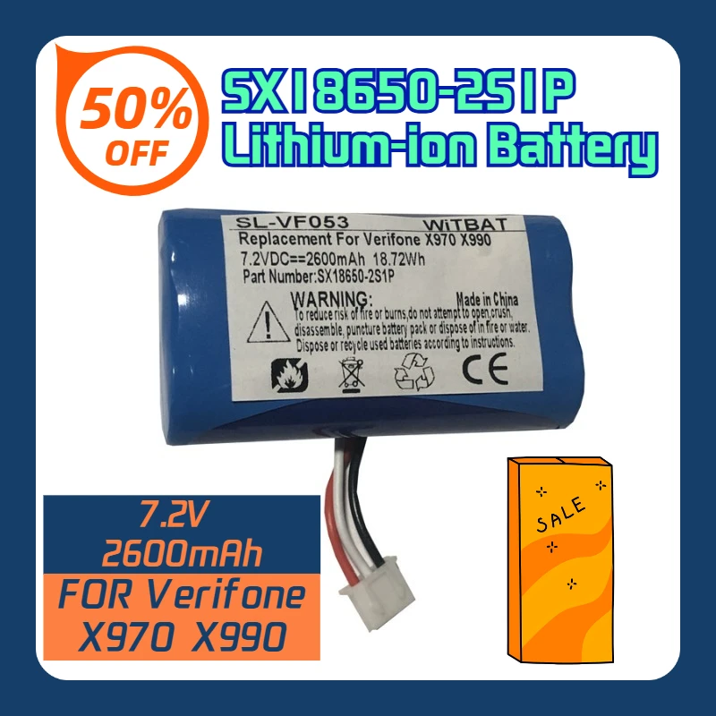SX18650-2S1P 7.2V 2600mAh Lithium-ion Battery,for Verifone X970 X990
SX18650-2S1P 7.2V 2600mAh Lithium-ion Battery,for Verifone X970 X990