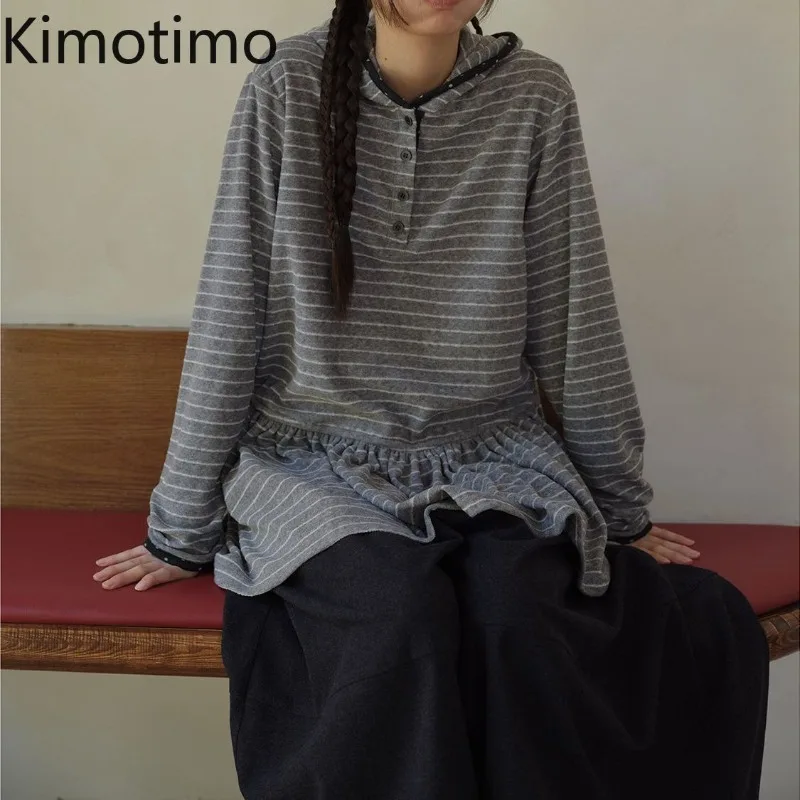 Kimotimo Gray Striped Hooded Sweatshirt Women Japanese Preppy Style Long Sleeved T-shirt Autumn Winter Casual Base Streetwear
Kimotimo Gray Striped Hooded Sweatshirt Women Japanese Preppy Style Long Sleeved T-shirt Autumn Winter Casual Base Streetwear