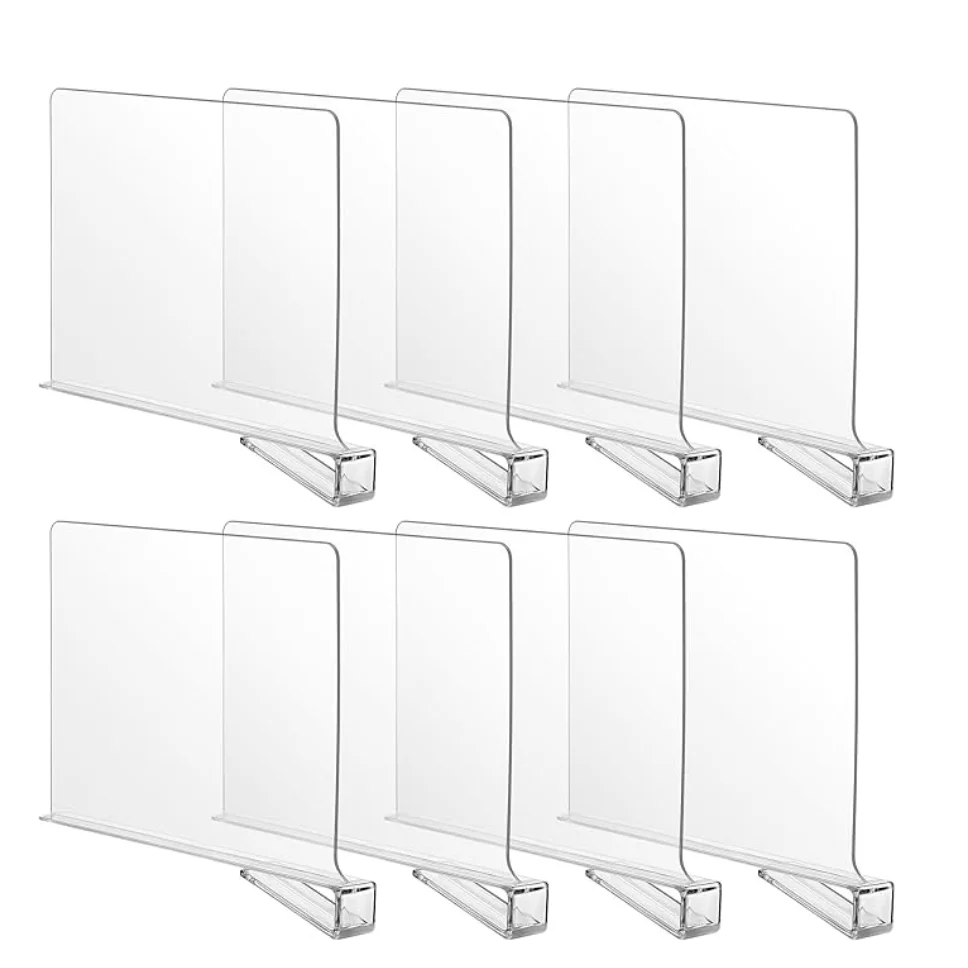 8 Pack Clear Acrylic Shelf Dividers for Closet,Shelf Organizer Multi-Functional Wood Closet Separator for Organization
8 Pack Clear Acrylic Shelf Dividers for Closet,Shelf Organizer Multi-Functional Wood Closet Separator for Organization