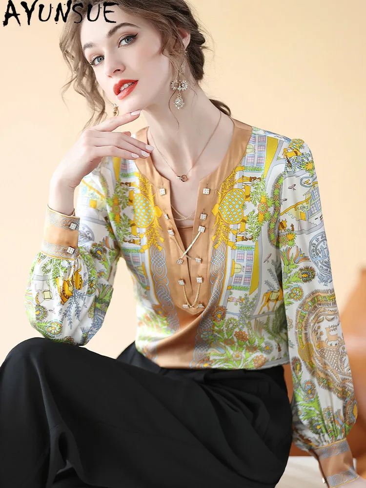 AYUNSUE 95% Mulberry Silk Tops for Woman 2026 Spring New Arrive High-end Style Shirt Long Sleeve Ladies Clothes Roupas Feminina
AYUNSUE 95% Mulberry Silk Tops for Woman 2026 Spring New Arrive High-end Style Shirt Long Sleeve Ladies Clothes Roupas Feminina