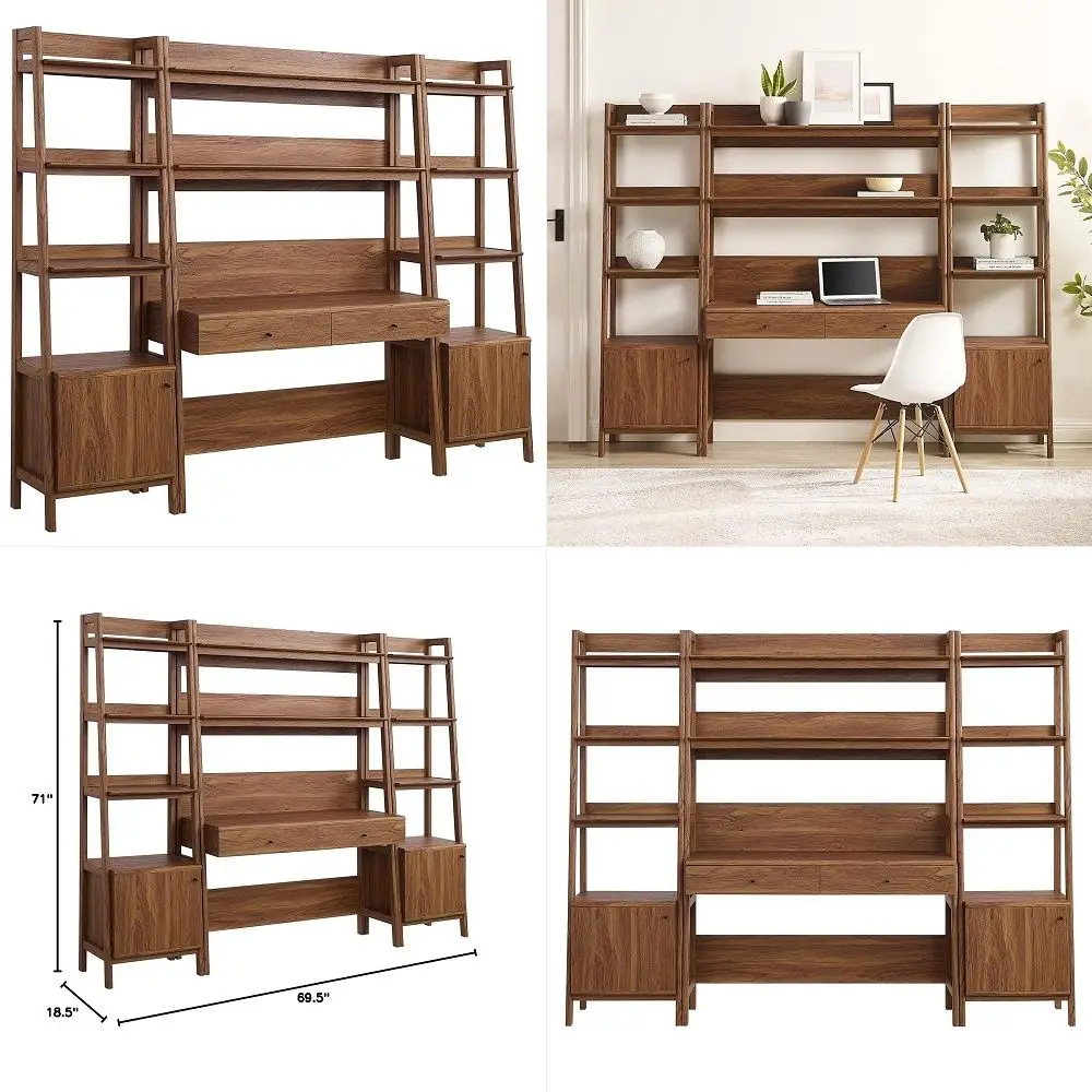 3Piece Home Office Desk and Bookshelf Display Case in Walnut
3Piece Home Office Desk and Bookshelf Display Case in Walnut