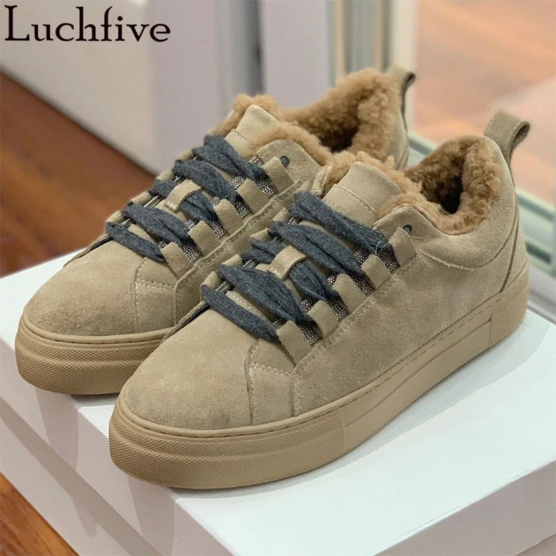 New Winter Casual Lace up Fur Flat Shoes Women Quality Low top Brand Walk Shoes Skidproof Warm Slip-on Wool Flat Shoes Mujer
New Winter Casual Lace up Fur Flat Shoes Women Quality Low top Brand Walk Shoes Skidproof Warm Slip-on Wool Flat Shoes Mujer