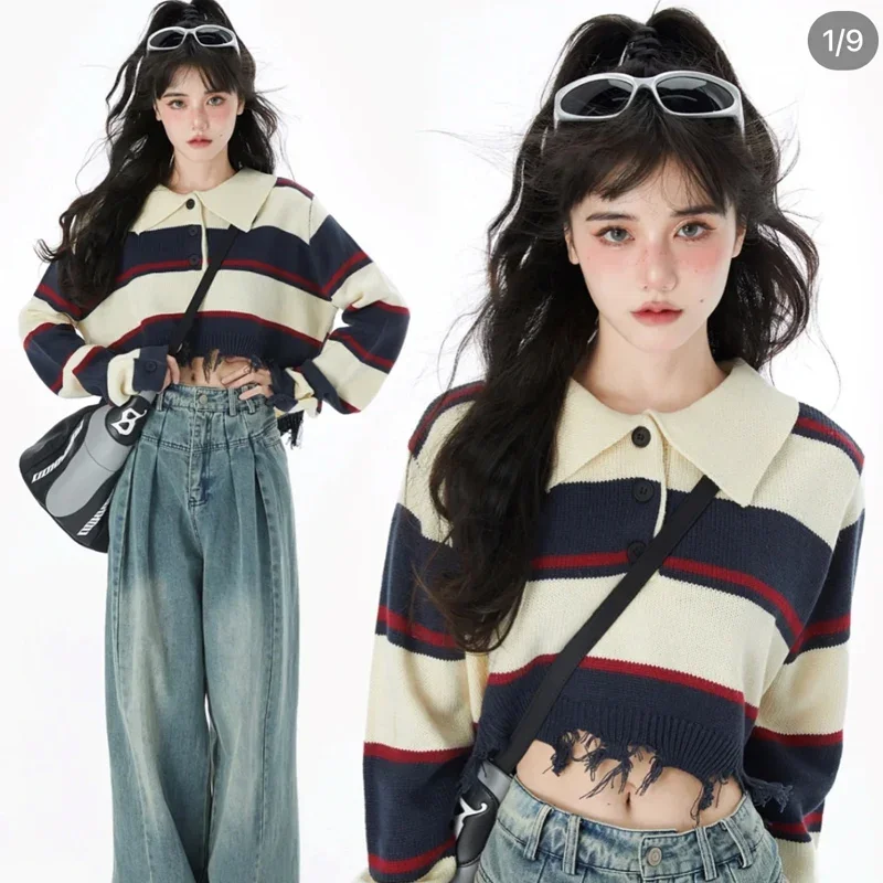 Cropped Pullovers for Women Y2k Clothes Preppy Style Fashion Casual Sueter Knitted Tops Striped Sweater Jumper 2025 Ropa Mujer
Cropped Pullovers for Women Y2k Clothes Preppy Style Fashion Casual Sueter Knitted Tops Striped Sweater Jumper 2025 Ropa Mujer