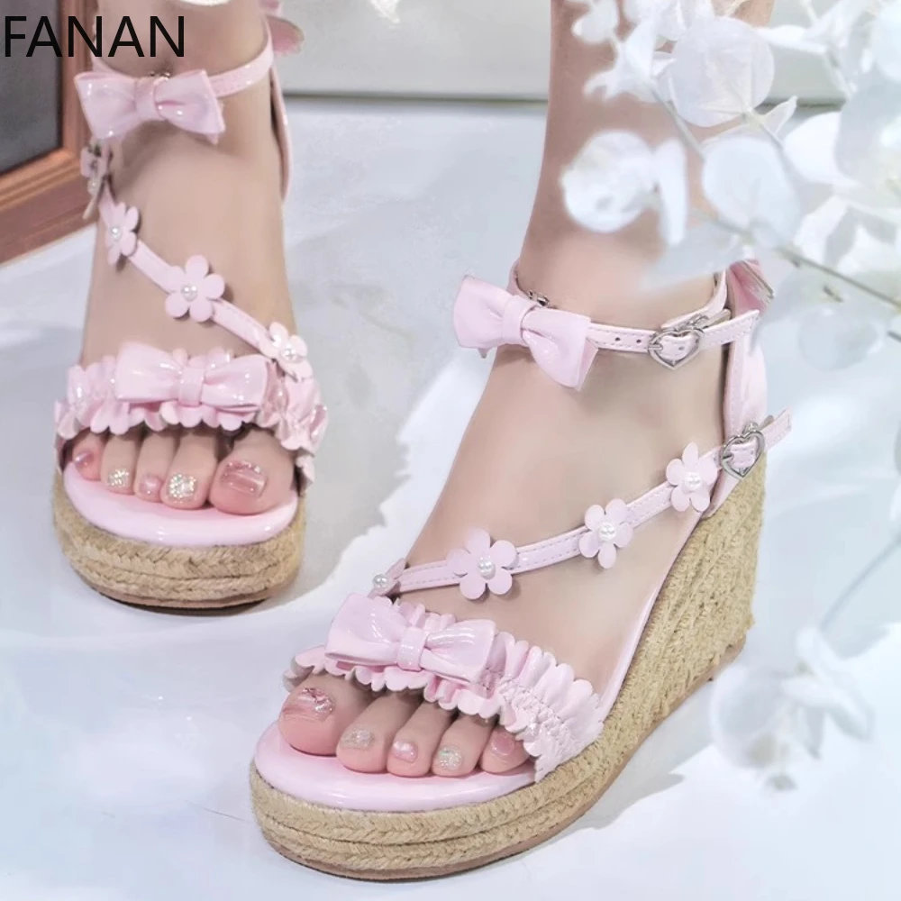 Original Lolita Platform Sandals Women's Hemp Sole Large Shoe Size High Heel Slippers Summer Beach Flowers Shoes
Original Lolita Platform Sandals Women's Hemp Sole Large Shoe Size High Heel Slippers Summer Beach Flowers Shoes