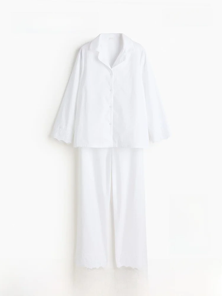 H&M Home2026 Spring New Women's Embroidered Cotton Sleepwear Set Hollow out Design Long Sleeve Comfortable Home Clothes
H&M Home2026 Spring New Women's Embroidered Cotton Sleepwear Set Hollow out Design Long Sleeve Comfortable Home Clothes
