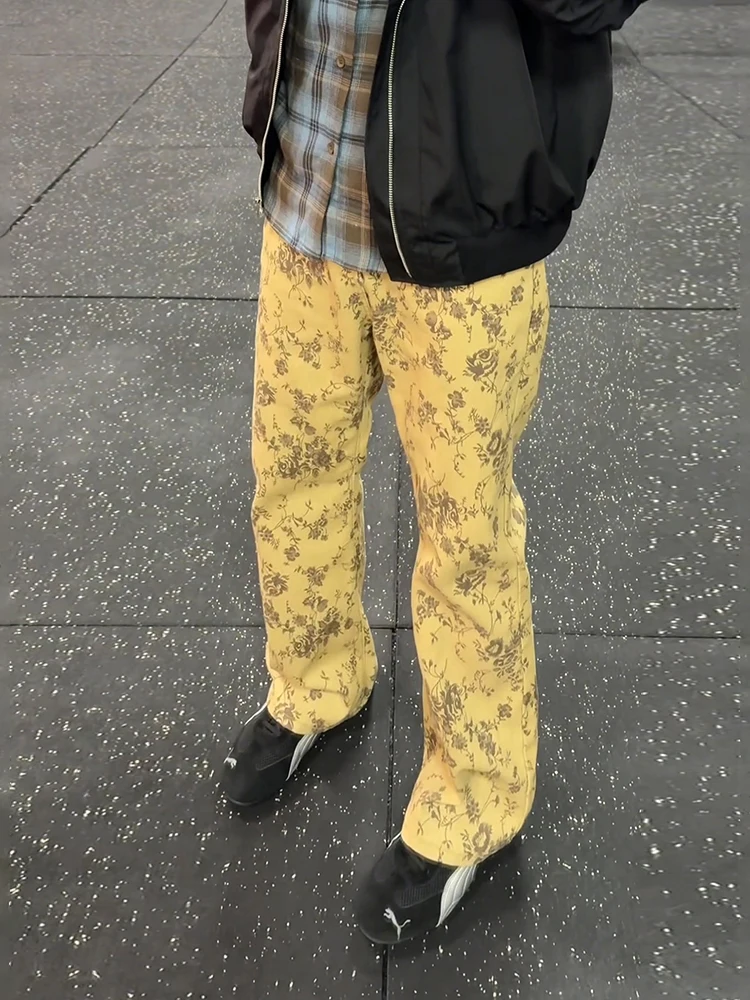 Retro American Yellow Clay Floral Print Men's Jeans Casual Straight Leg Long Trousers Spring Autumn Trendy Streetwear Denim
Retro American Yellow Clay Floral Print Men's Jeans Casual Straight Leg Long Trousers Spring Autumn Trendy Streetwear Denim