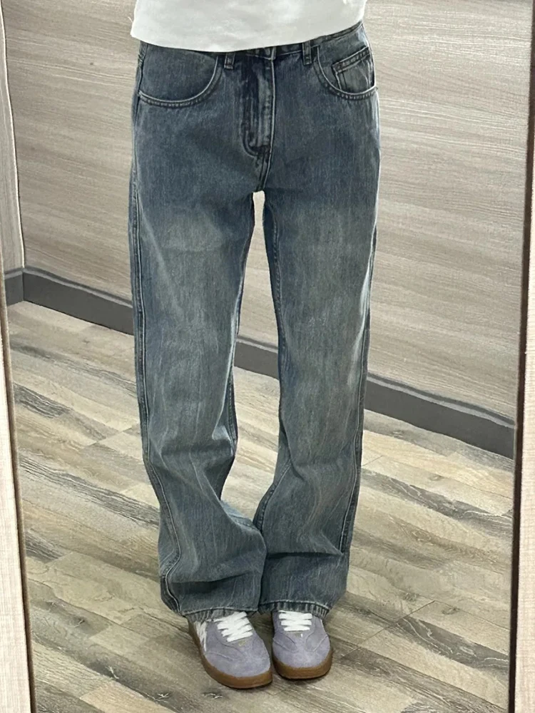 Retro Blue Lightning Pattern Waed Denim Jeans Men's Straight Leg Loose Flared Pants American High Street Spring Faion
Retro Blue Lightning Pattern Waed Denim Jeans Men's Straight Leg Loose Flared Pants American High Street Spring Faion