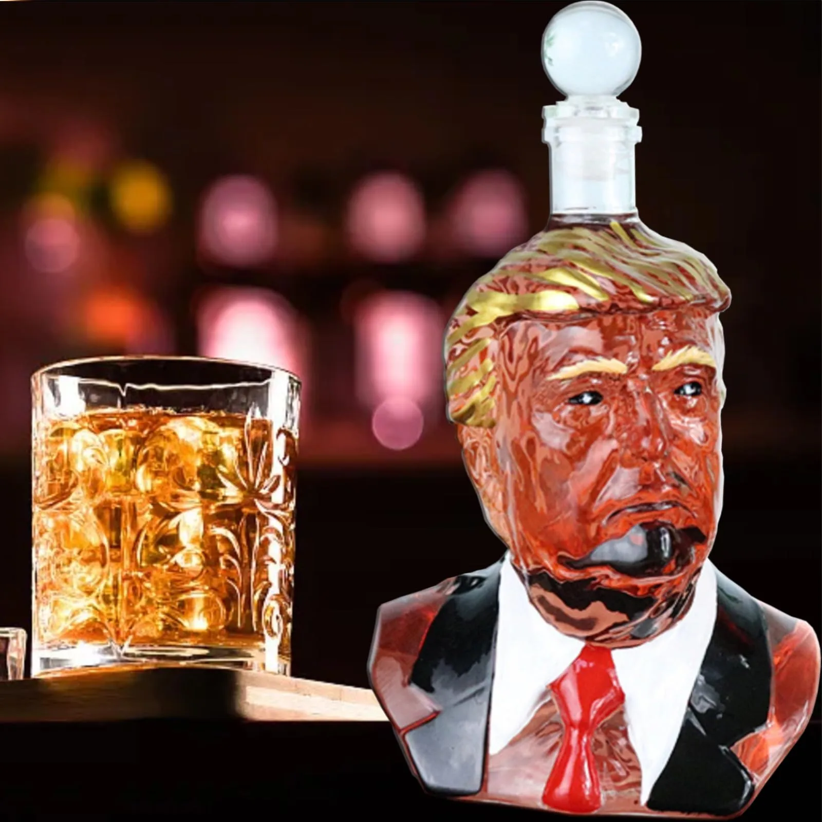 Интересная бутылка для виски в форме персонажа, графин для виски Funny Trump, стеклянная бутылка для красного вина виски, бутылка для украшения бара
Интересная бутылка для виски в форме персонажа, графин для виски Funny Trump, стеклянная бутылка для красного вина виски, бутылка для украшения бара