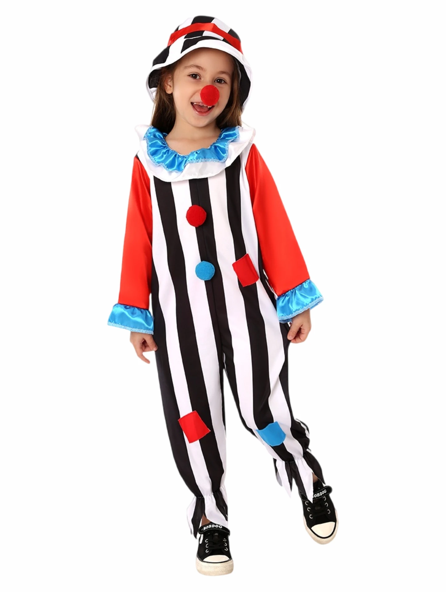 Halloween Kids Circus Clown Costume Jumpsuits Attached Wig Shoes Red Nose Fancy Carnival Cosplay for Children Dress Up
Halloween Kids Circus Clown Costume Jumpsuits Attached Wig Shoes Red Nose Fancy Carnival Cosplay for Children Dress Up
