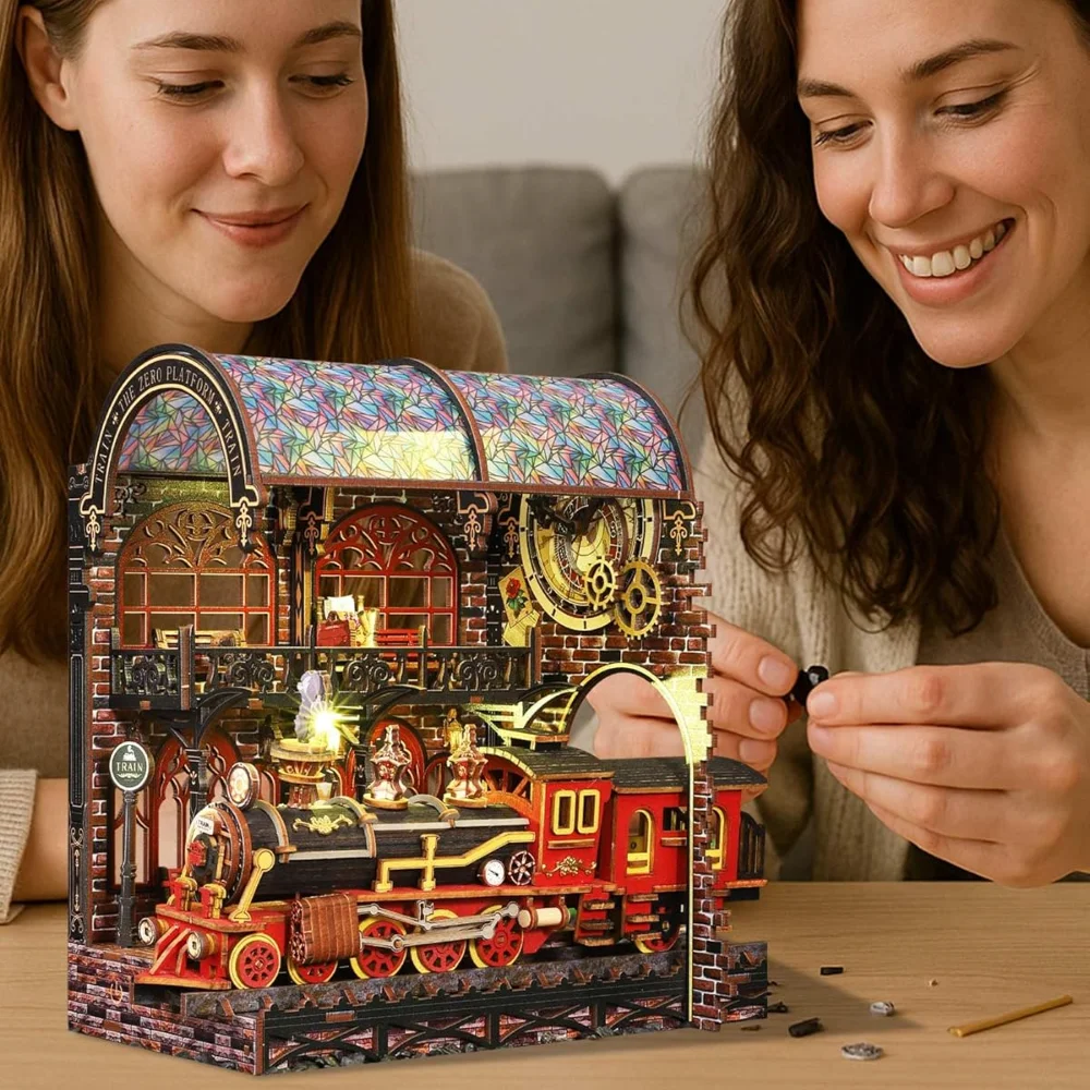 3D Book Nook DIY Train Platform Kit Micro Miniature Street Scene Wooden Model Building Project with LED Lights Creative Gifts
3D Book Nook DIY Train Platform Kit Micro Miniature Street Scene Wooden Model Building Project with LED Lights Creative Gifts