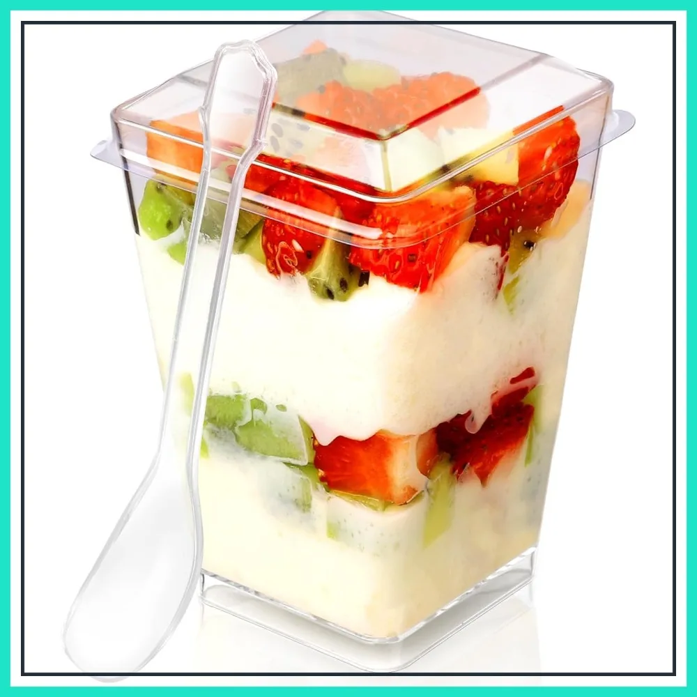 5 oz Plastic Dessert Cups with Lids & Spoons, 20 Pack Parfait Appetizer Shooters for Parties
5 oz Plastic Dessert Cups with Lids & Spoons, 20 Pack Parfait Appetizer Shooters for Parties