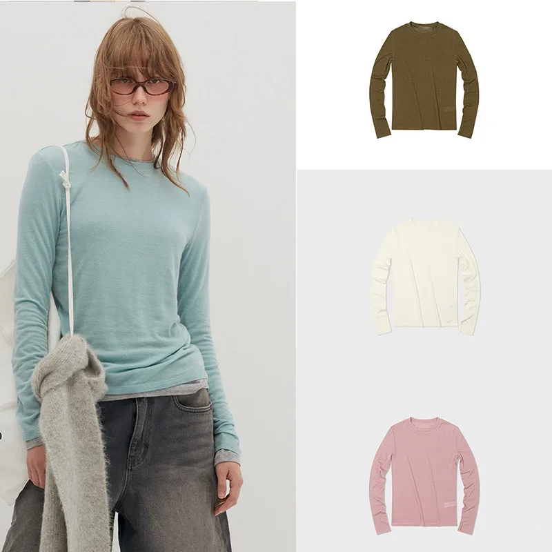 LUXURY-Women's Thin Underlay T-shirt, Round Neck Pullover, Monochromatic, Versatile, Long Sleeved, Spring, Summer, 2025
LUXURY-Women's Thin Underlay T-shirt, Round Neck Pullover, Monochromatic, Versatile, Long Sleeved, Spring, Summer, 2025