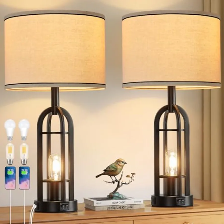 Black Table Lamps for Living Room Set of 2 - Farmhouse Industrial Lamps for Night Stands with Night Light and USB A+C, 24" Rust
Black Table Lamps for Living Room Set of 2 - Farmhouse Industrial Lamps for Night Stands with Night Light and USB A+C, 24" Rust