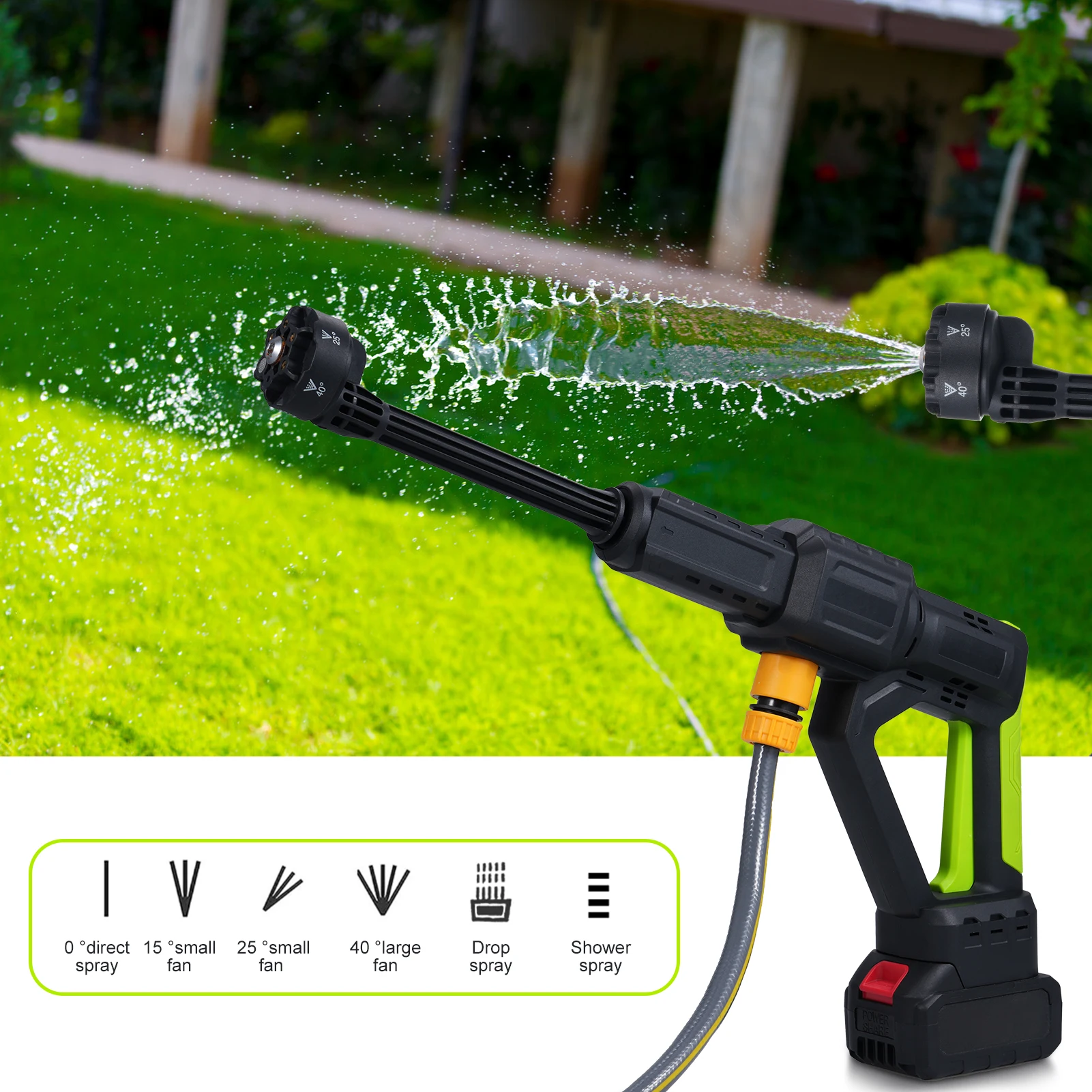 Cordless Pressure Washer 6in1 Nozzle Handheld Car Washer 3-gear Adjustable Water Output LED Light Battery Display
Cordless Pressure Washer 6in1 Nozzle Handheld Car Washer 3-gear Adjustable Water Output LED Light Battery Display