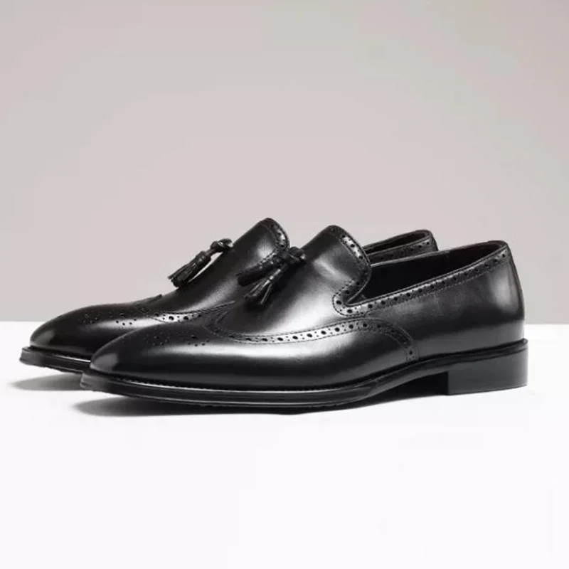 High Quality First-layer Calfskin Leather Shoes For Men Genuine Leather Brogue Carving Slip-on Fringed Loafers
High Quality First-layer Calfskin Leather Shoes For Men Genuine Leather Brogue Carving Slip-on Fringed Loafers