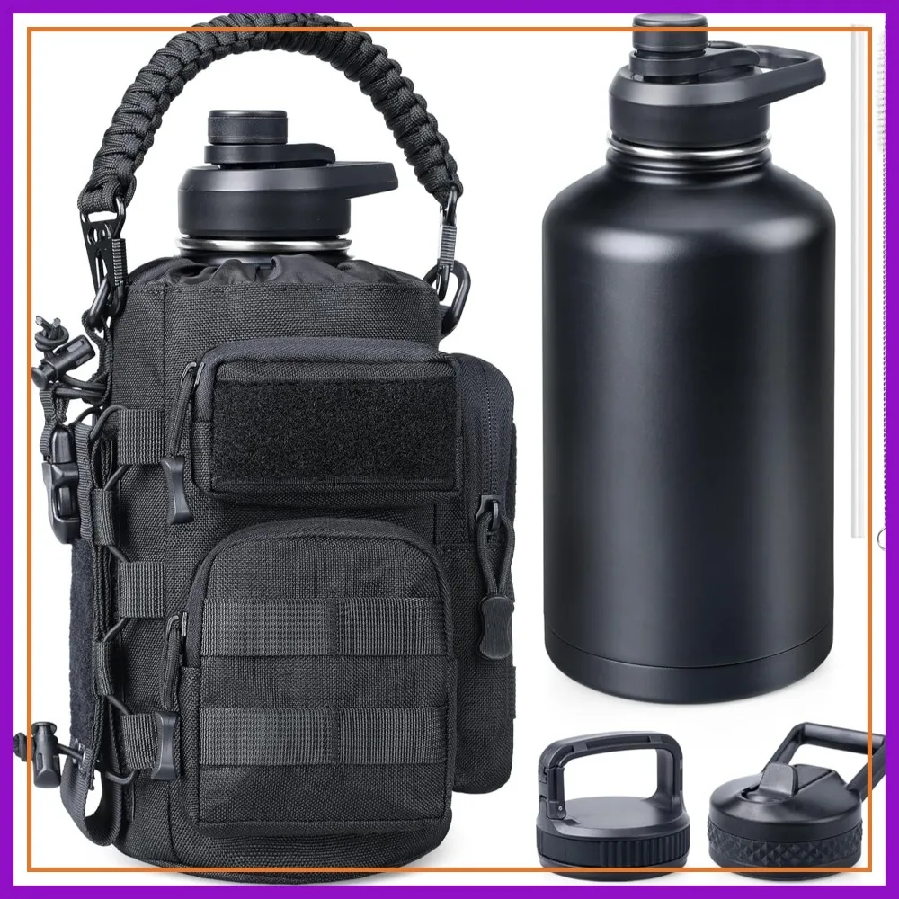 64 oz Insulated Water Bottle with Sleeve, Half Gallon Stainless Steel, 3 Lids & Straw, Wide Mouth for Gym Camping
64 oz Insulated Water Bottle with Sleeve, Half Gallon Stainless Steel, 3 Lids & Straw, Wide Mouth for Gym Camping